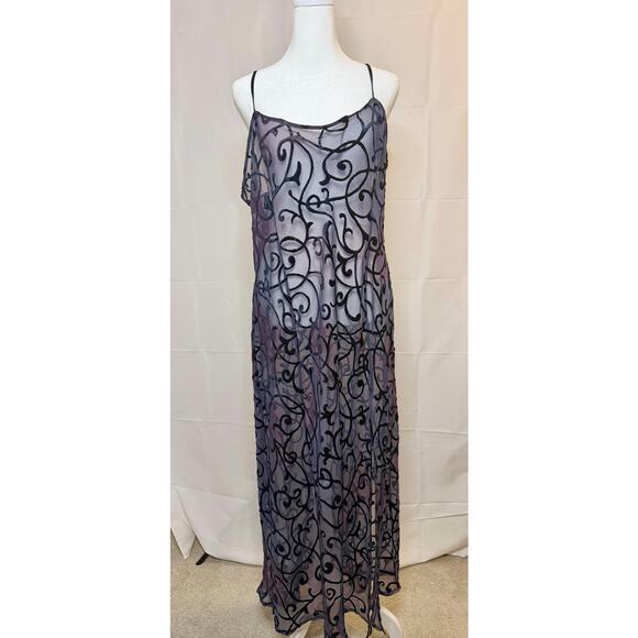 Vintage 90s Victoria’s Secret Burnout Velvet Sheer Purple Long Slip/Gown Large - Picture 7 of 12